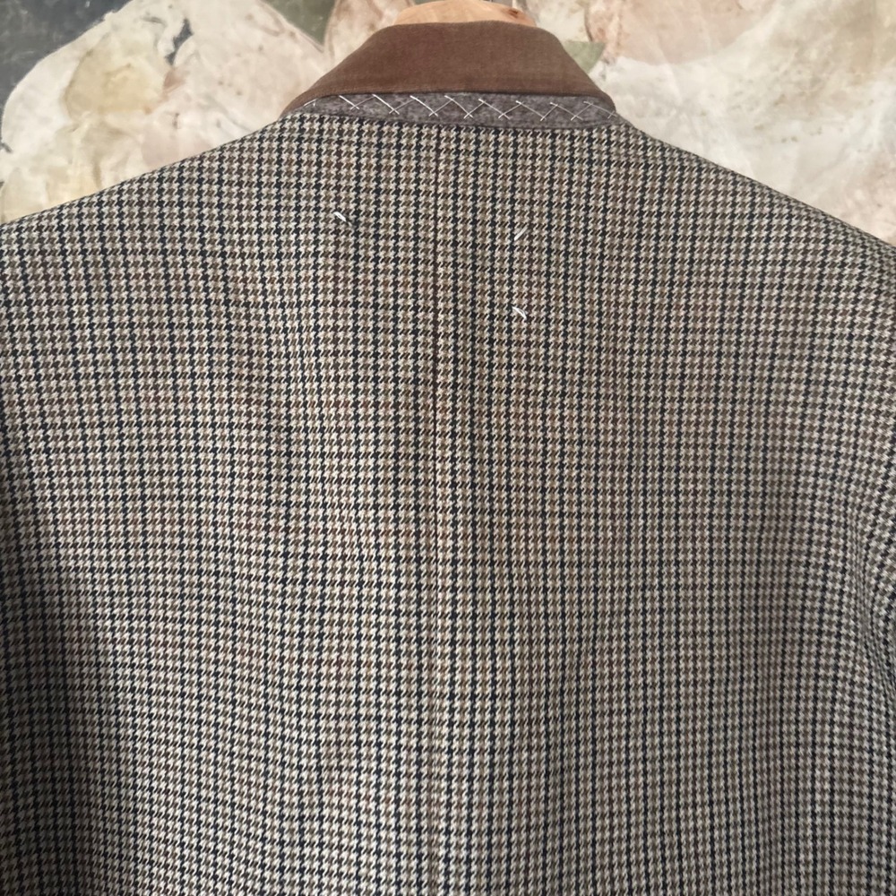 Maison Margiela Houndstooth Plaid Cape Jacket Brown Camel Wool IT 44 US Size 12 - Picture 14 of 16